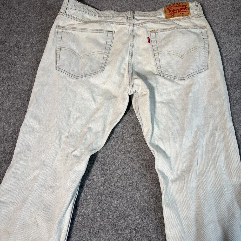 Levi's 511 Jeans Mens 36x30 Light Wash Distressed Streetwear Slim Fit Blue Denim